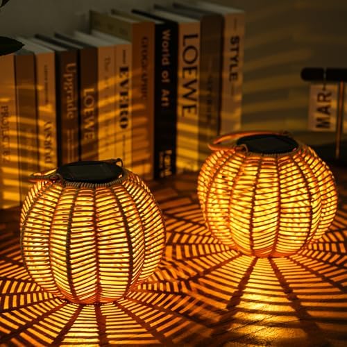 Solar Lanterns Outdoor Waterproof, Solar Pumpkin Lanterns 2 Pack by KagoLing