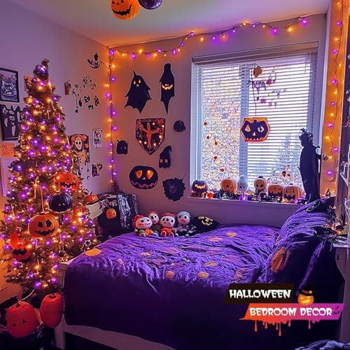 JMEXSUSS 66ft 200 LEDOrange and Purple Halloween String Lights, Plug in - Image 3