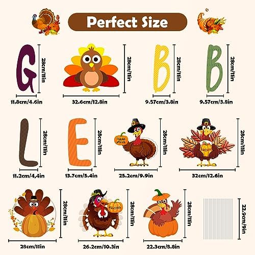 Quera 11 Pcs Thanksgiving Yard Signs Gobble Turkey Outdoor Lawn Thanksgiving Decorations Outside Decoration Pumpkins Yard Stakes for Fall Party - Image 2