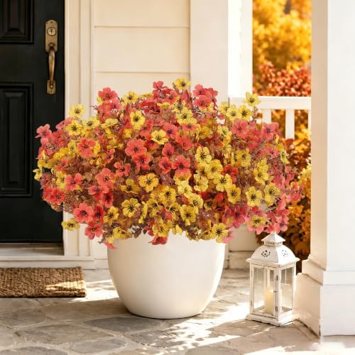 Artificial Fake Fall Flowers Mums Plants for Outdoors Autumn Decoration - Image 6