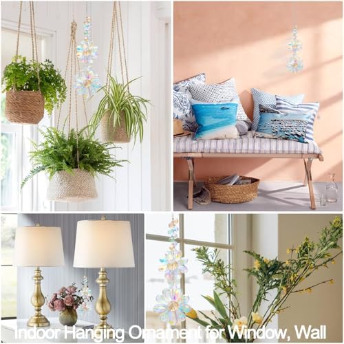 Crystal Flower Suncatcher Hanging Ornament, Rainbow Maker Window Sun Catcher Indoor Outdoor Patio Garden Decor (Crystal AB) - Image 4