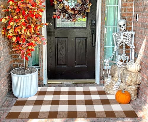 BUAGETUP Coffee and White Outdoor Rug 24"x51"Fall Halloween Front Porch Rug - Image 7