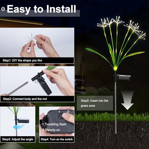 Solar Firework Lights Outdoor 4 Pack Waterproof Garden Decor Warmwhite - Image 3
