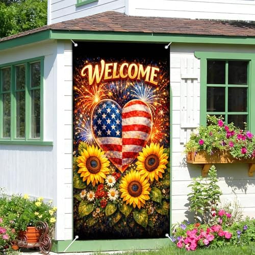 Patriotic Welcome Door Cover, 70.86" X 35.43" Door Banner - Image 5