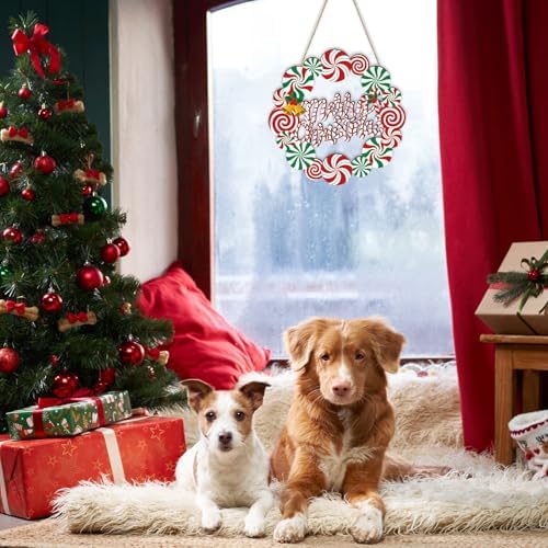 COCHIE Merry Christmas Decorations Xmas Peppermint Candy Cane Welcome Sign - Image 3