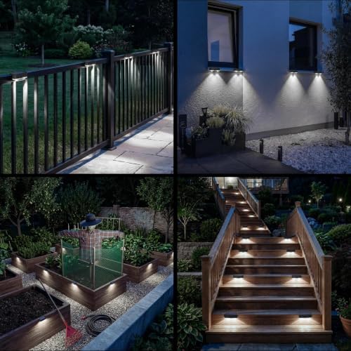 Peasur 12 Pack Solar Fence Lights Outdoor, Deck Light Solar Powered, IP65 Waterproof Led Riling Solar Lights for Outside Step Yard, Cool White - Image 7