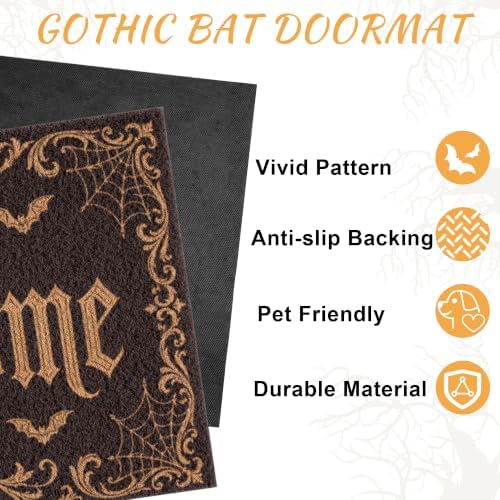 Gothic Bat Door Mat with Unwelcome Design Halloween Door Mat Gothic Decor - Image 3