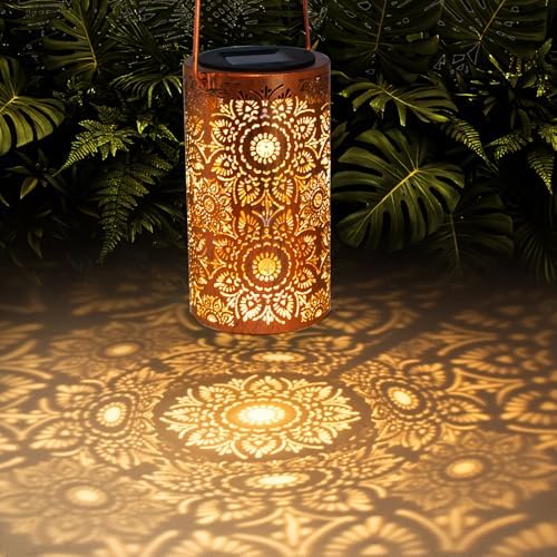 DIBIEECN Birthday Gifts for Women Mom Grandma Wife, Solar Lanterns Outdoor Waterproof, Metal Hanging Lights Garden Decor, LED Decorative Lantern for Patio Porch Backyard, Sunflower, 1 Pack by DIBIEECN