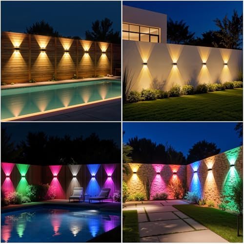 NIORSUN Solar Fence Lights,6 Pack Deck Light,Led Outdoor Lights 3000K/4500K/6000K+ RGB Up & Down Wall Lights Waterproof,Solar Powered Light for Backyard/Pool/Railing/Patio/Porch/Step Black - Image 3