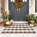 Uphome Bufflo Plaid Outdoor Rug 3'x5', Fall Decor Checkered Front Door Mat, Indoor Outdoor Farmhouse Cotton Porch Rug for Layered Door Mats, Washable Brown Area Rugs for Patio Entryway Kitchen by Uphome
