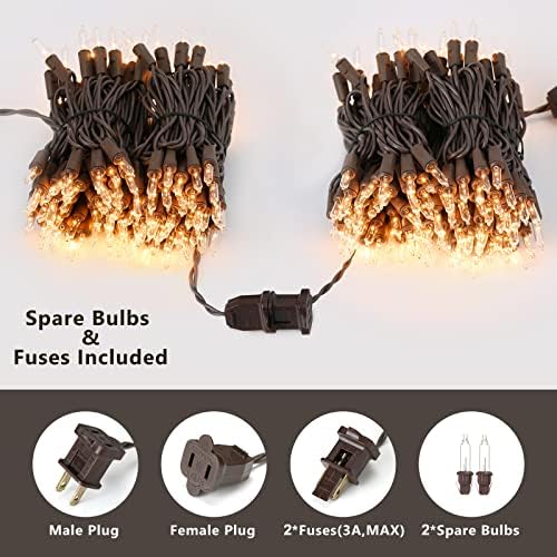 BrizLabs White Incandescent Mini Christmas Tree Lights 100 Count Brown Wire - Image 3