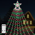 350 LED Christmas Decorations Star String Lights Waterproof Waterfall StarLights 8 Light Modes Remote & Timer,Waterproof Seasonal Lighting Decor for Home Xmas Tree Yard Wedding Party (Red&Green) by VTZNOJ