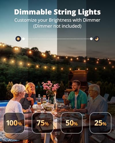 VIPAR Outdoor String Lights,30FT 13 G40 Patio Lights Waterproof for Balcony - Image 2