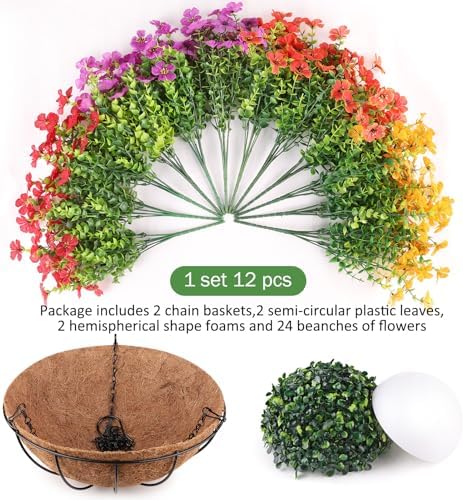 AGIRL 2 Set Artificial Hanging Flowers with Baskets for Outdoors - Image 3