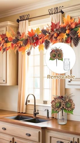 Silk Sunflowers Artificial Flowers with Mason Jar Centerpiece for Table Brown Fall Flowers in Vase Small Fall Floral Arrangement with Vase Thanksgiving Centerpiece for Dining Room Table Autumn Decor - Image 4