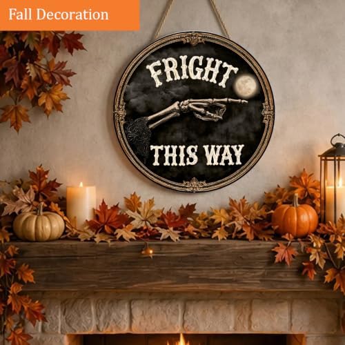 Halloween Decorations Wooden Sign for Home, Fright this Way Gothic Sign - Image 6
