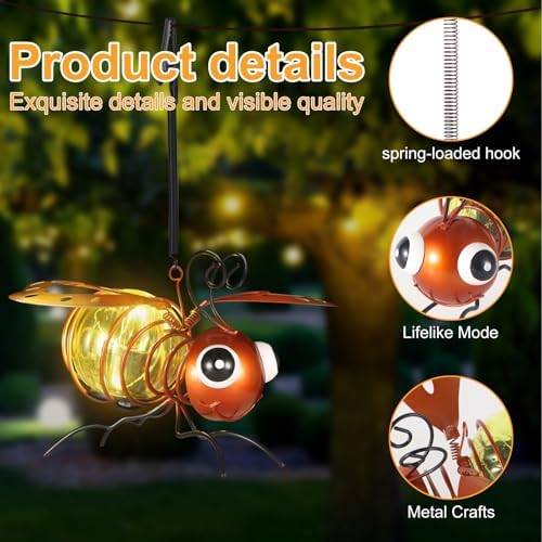 2 Pack Bee Solar Hanging Lantern Outdoor Garden Decor - Image 6