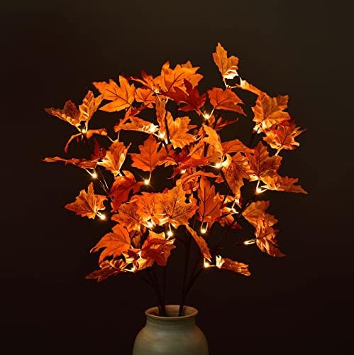 LIGHTSHARE 32IN 32LED Lighted Willow Twig Branch, Maple Leaf, Built-in Timer, USB Plug-in and Battery Powered, Décor for Home, Festival, Party, Christmas, Night Light - Image 4