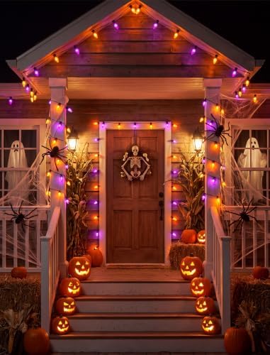 19.5Ft Halloween Pathway Lights, 10 Pack C9 LED Purple and Orange Lights - Image 6