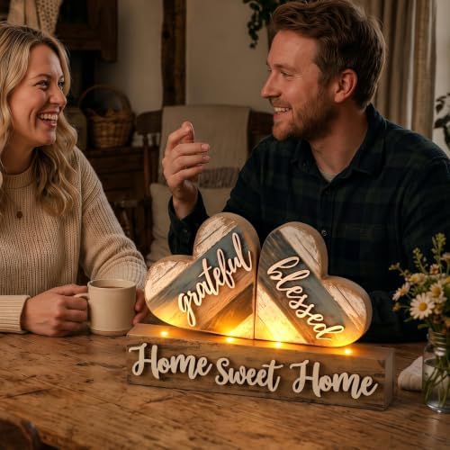 Lighted Farmhouse Table Decoration Home Sweet Home Decor Blessed Table Sign - Image 4