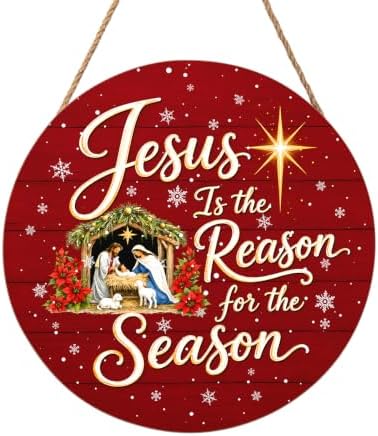 Harooni Religious Christmas wreath for front door 12x12 inch by welcometoourhome