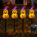 Halloween Decorations Solar Garden Lights, 4pcs Magic Hat Pumpkin Path Lights with 8 Lighting Modes, Waterproof Yard Light, LED Santa Claus Gift for Yard Path Decor (Orange - Pumpkin) by Strackvial