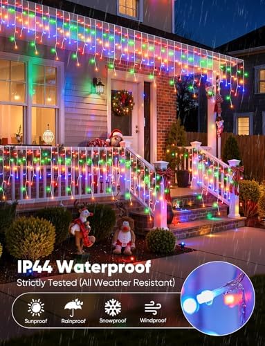 Icicle Lights Outdoor - 66 FT 736 LED Icicle Christmas Lights with 138 Drops, 8 Modes Icicle String Lights with Remote & Timer, Waterproof Fairy Lights for Roof Patio Tree House Decor, Multicolor - Image 6