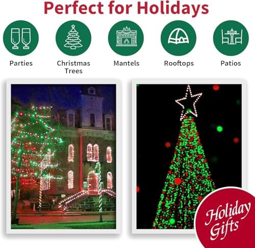 LAMPHOME 100 Count Red Green Christmas Lights, Green Wire 20Ft Incandescent Holiday String Light Set for Indoor Outdoor Use Christmas Tree, Halloween, Valentine Wedding Lighting Decoration - Image 7
