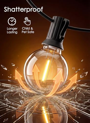 25FT G40 LED Globe Outdoor String Lights with 25 Plastic Shatterproof Bulbs - Image 4