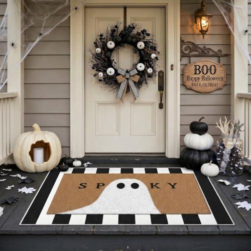Tinideya 2 Pcs Halloween Door Mat Outdoor Layered Spooky Ghost Welcome Mat - Image 6