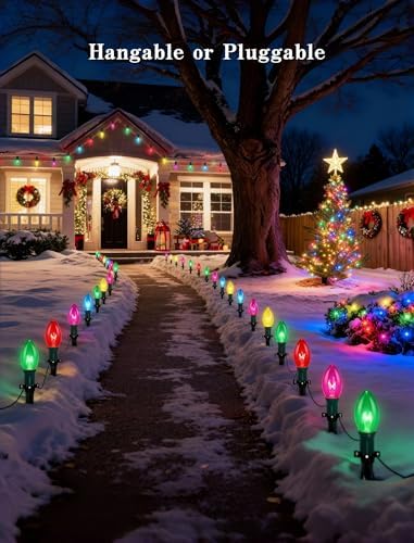Christmas Pathway String Lights Outdoor, 38FT C9 Multicolor Pathway Lights - Image 6