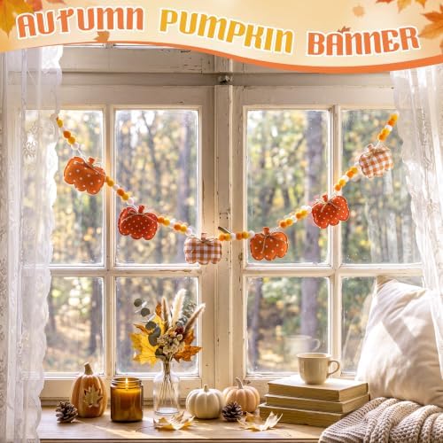 6.56 ft Fall Pumpkin Garland 3D Fabric Autumn Decor for Home - Image 5