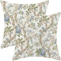 CXMEIFLY Chinoiserie Spring Pillow Covers 16 x 16 Inch Set of 2 for Blue Sage Green Vintage Flowers Bird Decor Throw Pillows Plant Farmhouse Outdoor Decorative Cushion Cases for Couch Bed Decorations by CXMEIFLY