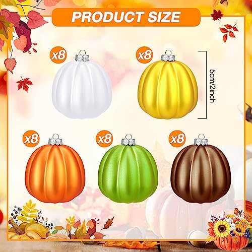 Tigeen 30 Pcs Fall Pumpkin Tree Ornaments Autumn Hanging Decor, Cute - Image 3