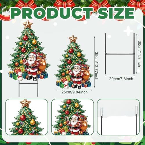 RattanView Christmas Christmas Tree Yard Sign Outdoor Santa Clause Yard Decoration with Stakes Waterproof Garden Lawn Stake Sign Decoration for Xmas Patio Lawn Walkway Courtyard Party Decor - Image 3