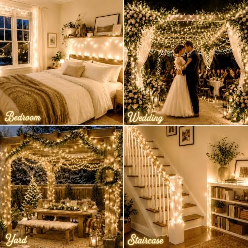 Hopolon Clear Christmas Lights Set,2Pack 50Count 13Feet Incandescent Bulb Mini String Lights with White Wire for Indoor Christmas Tree Garland Birthday Wedding Party Festival Decoration,Warm White - Image 2