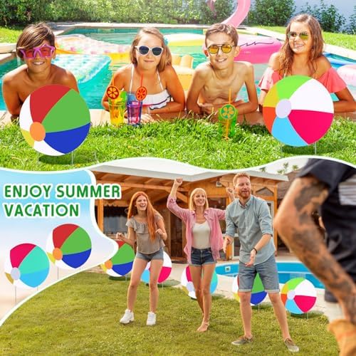 Tandefio 6 Pcs Summer Beach Balls Yard Signs with Stakes 11.8 Inch Waterproof Beach Ball Lawn Stakes Decorations for Outdoor Patio Garden Lawn Yard Party Sidewalks - Image 3