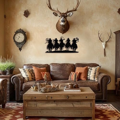 Black Metal Cowboy Wall Art, 3D Western Decor for Living Room, Rustic - Image 5