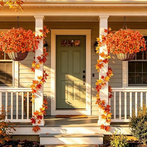 AGIRL Artificial Fall Flowers Fake Mums Outdoor,Faux Plant Porch Decor Home - Image 2