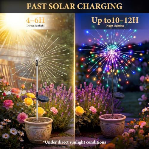 Solar Garden Lights Outdoor 8Pack,Multicolor Solar Firework Lights - Image 5