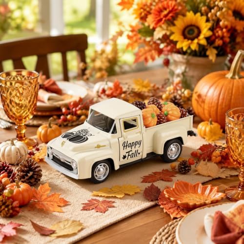 Fall Thanksgiving Pumpkin Truck Mini Metal Truck for Fall Tiered Tray Decor - Image 3