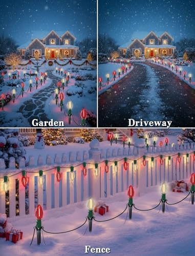 19.5FT C9 LED Red and White Christmas Pathway Lights with 10 Bulbs - Image 6