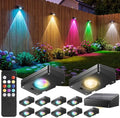 JOFIOS Fence Lights Solar Powered with Remote, 9 Fixed Colors ＆ Color Changing White Fence Lights Waterproof IP65 Dusk-to-Dawn LED Deck Lighting for Patio, Pool, Porch, Backyard, Wall, 12 Pack by JOFIOS