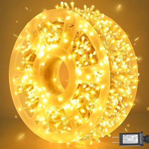 weillsnow 164 FT 500 LED Fairy Lights Outdoor, Warm White String Lights with Timer & 8 Modes, Waterproof Plug in Christmas Lights for Bedroom Wedding Party Decor by weillsnow