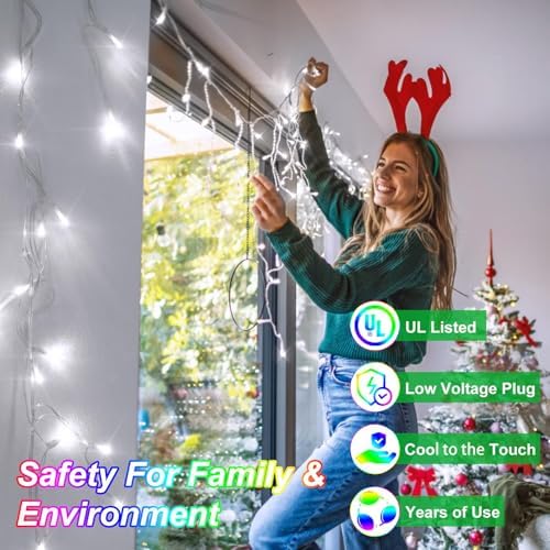 82ft 792 LED 176 Drops Christmas Lights, Outdoor Hanging lights with 8 - Image 5