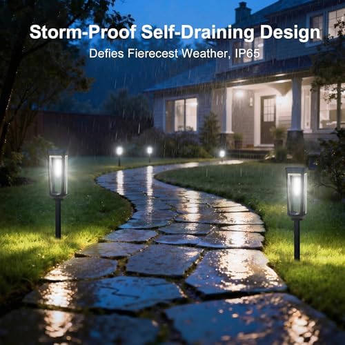 JEJOT Solar Pathway Lights Outdoor Waterproof, 4 Pack Solar Walkway Lights - Image 5