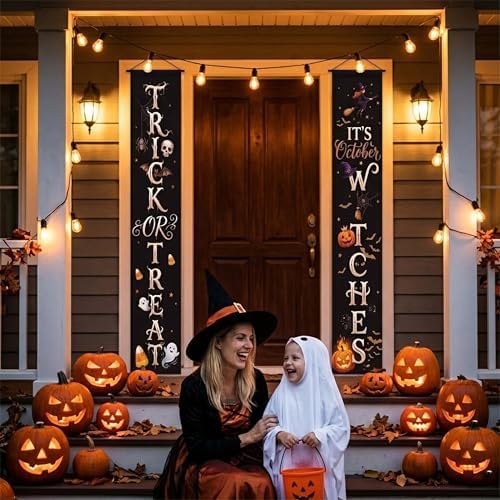 Outdoor Halloween Decorations Door Banner - Waterproof Spooky Porch Signs for Front Door Yard Haunted House Party Decor - Image 5