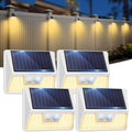Vighep 4 Pack Solar Fence Lights Waterproof, Motion Sensor Deck, Warm White LED Outside Wireless for Wall, Yard, Garden - White by Vighep
