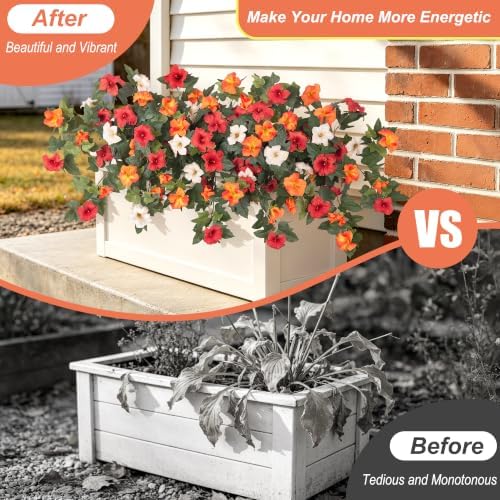 Ammyoo Artificial Fall Flowers Fake Petunias Plants for Outdoor Decoration - Image 3
