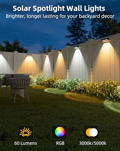 JOFIOS Solar Fence Lights 12 Pack, Warm White, Cool White and RGB Color Glow LED Solar Light, IP65 Waterproof Fence Lights Solar Powered for Patio, Backyard, Railing, Deck and Wall - Image 7